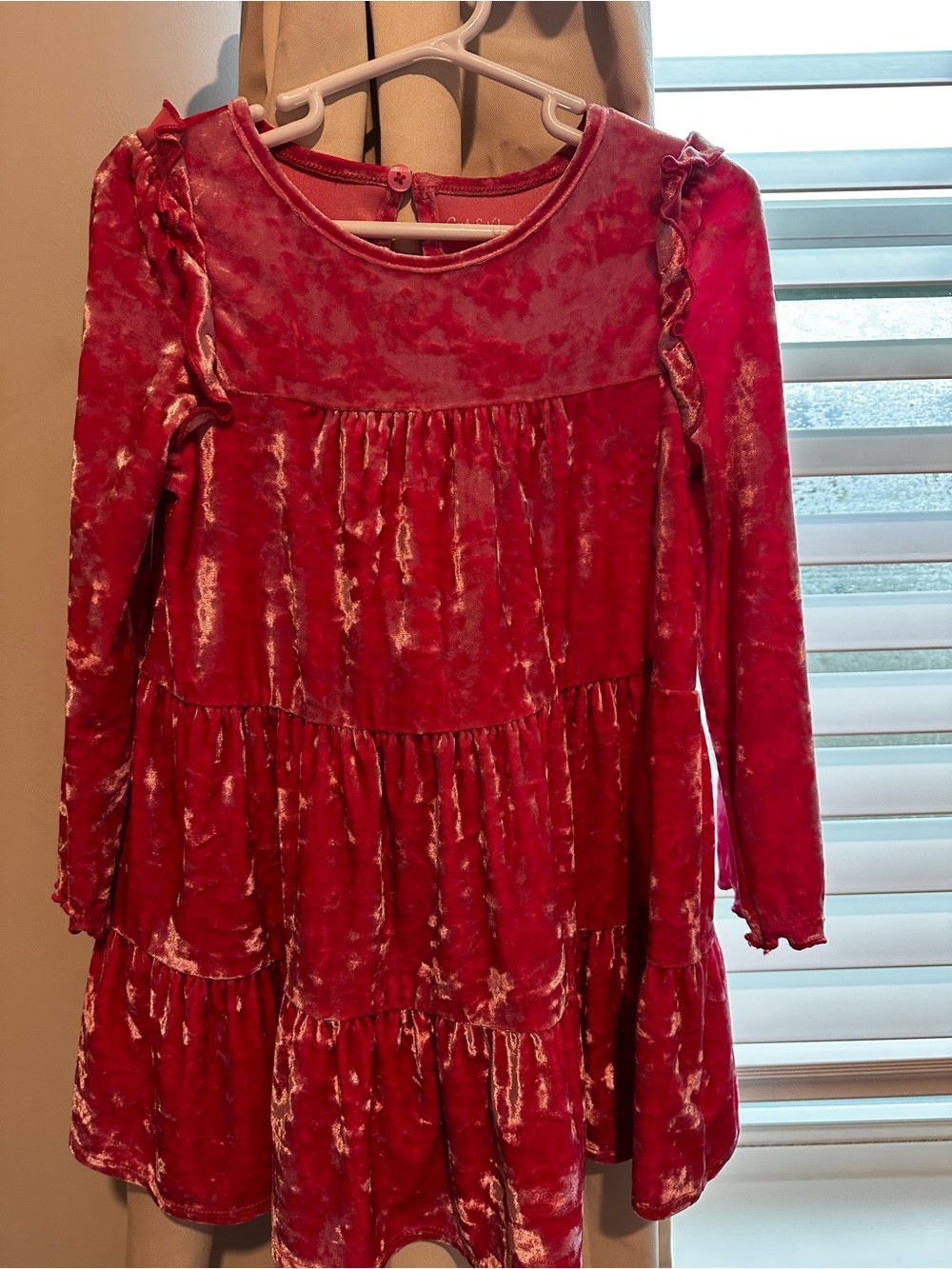 Cat & Jack Pink Velvet Ruffle Tiered Dress